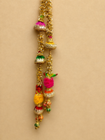 Handcrafted Traditional Embroidered Toran with Gold Gotapatti Work, Scalloped Arches & Bell Tassels – Pink Multi-Colour - Image 3