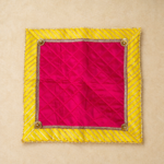 Handcrafted Red-Green Pooja Aasan with Gold Rosette Corners & Quilted Silk Fabric - Image 3