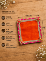 Handcrafted Multi-Colour Small Runner Pooja Aasan Set with Silver Mirror Work Border & Gold Star Corner Accents - Image 4