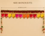 Handcrafted Traditional Multi-Colour Pennant Toran with Pearl Tassels & Side Latkans - Image 4