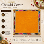 Handcrafted Red Bandhani Patchwork Pooja Aasan with Gold Rosette Corners & Multi-Colour Border - Image 5