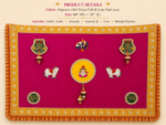 Handcrafted Traditional Mandir Backdrop with Ganesha, Cow, Swastik & Shubh-Labh Patches – Organza with Tissue Frill - Image 4