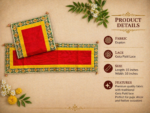 Handcrafted Traditional Red-Green Pooja Runner Aasan Set with Gold Flower Medallion Borders & Matching Aasans - Image 5