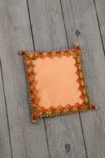 Handcrafted Multi-Colour Small Runner Pooja Aasan Set with Floral Bead Work Border & Gold Corner Tassels - Image 6