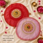 Handmade Pooja Thali Cover with Peacock Design - Image 3