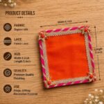 Designer Dupion Silk Pooja Aasan with Fancy Lace - Image 4