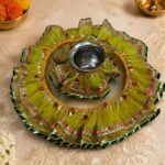 Green Tissue Thali & Kalash Frill Set