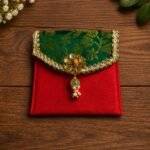 Elegant Indian Shagun Envelope with Golden Flower Decoration