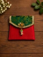 Elegant Indian Shagun Envelope with Golden Flower Decoration