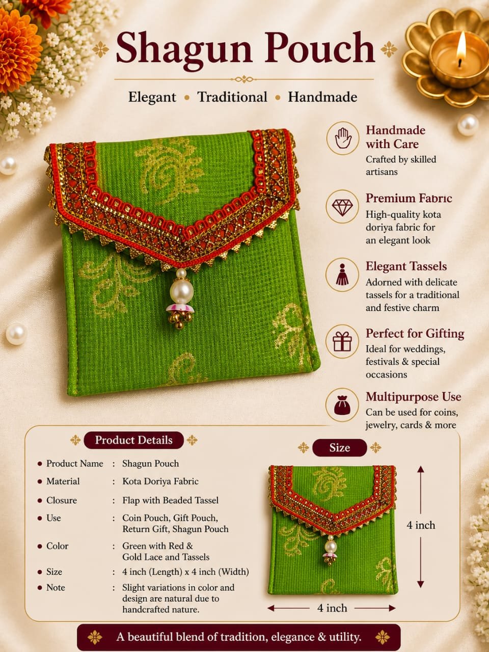 WhatsApp Image 2026-10-20 at 11.41.07 PM (1) Multicolour Wedding Cash Gift Pouch with Decorative Golden Border - Image 1
