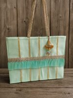 Premium Purple Party Wear Tote Bag with Decorative Golden Lace - Image 5