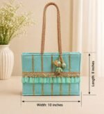 Premium Purple Party Wear Tote Bag with Decorative Golden Lace - Image 8