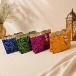 Multicolour Ethnic Gift Bags with Golden Floral Lace and Latkans