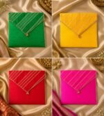 Traditional Saree Storage Covers with Diagonal Golden Stripes - Image 7