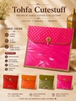 Traditional Saree Storage Covers with Diagonal Golden Stripes - Image 4