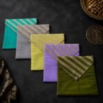 Traditional Saree Storage Covers with Diagonal Golden Stripes
