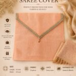 Premium Peach Saree Packing Cover with Decorative Golden Border