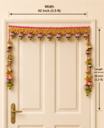 Handcrafted Traditional Door Toran with Gold Gotapatti Arches, Bell Tassels & Grand Side Latkans - Image 4