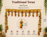 Handcrafted Grand Gold Ornate Toran with Multi-Colour Ghungroos & Tall Side Latkans - Image 4