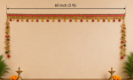 Handcrafted Traditional Pink-Gold Embroidered Toran with Fabric Bell Tassels & Scalloped U-Arch Panels - Image 4